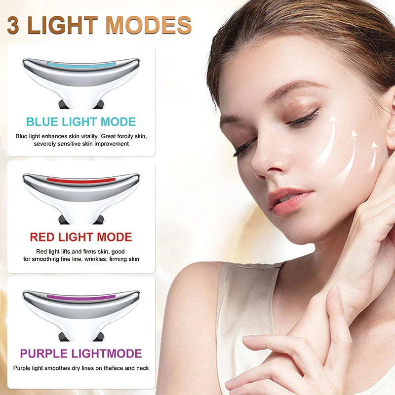 Jmk Hot Sell Huidverjonging Aanscherping Anti-Aging Face Neck Lifting Massager Led Fotontherapie Gezicht En Nek Lifting Apparaat
