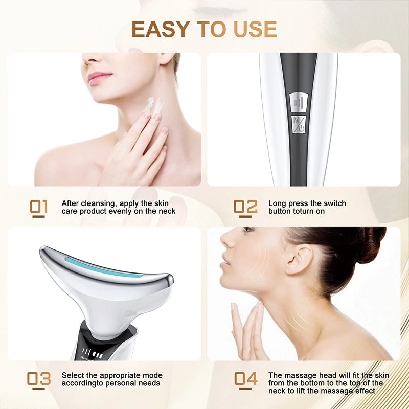 Jmk Hot Sell Huidverjonging Aanscherping Anti-Aging Face Neck Lifting Massager Led Fotontherapie Gezicht En Nek Lifting Apparaat