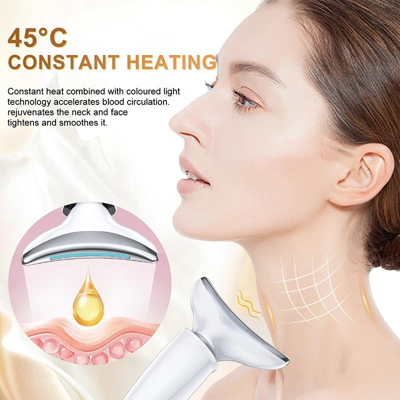 Jmk Hot Sell Huidverjonging Aanscherping Anti-Aging Face Neck Lifting Massager Led Fotontherapie Gezicht En Nek Lifting Apparaat