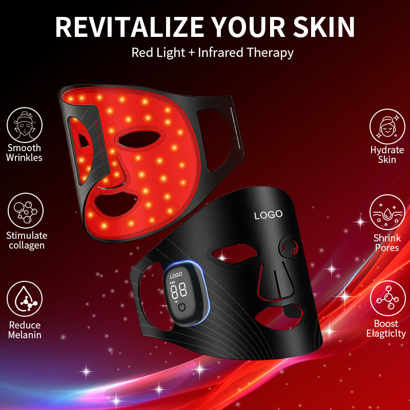 Cross-Border Popular Red Light Beauty Mask, Wireless Magnetic Infrared Whitening and Skin Rejuvenation Electronic Beauty Device